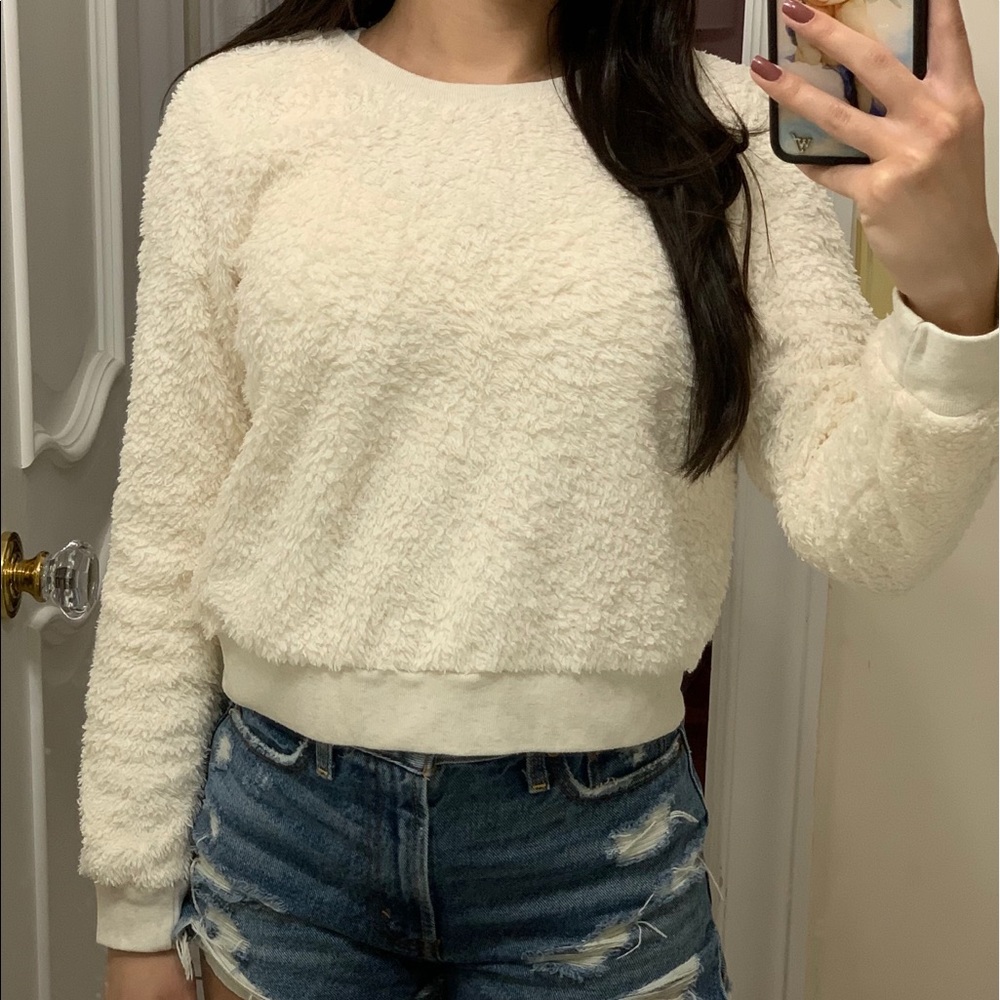 Abercrombie white fuzzy sweater